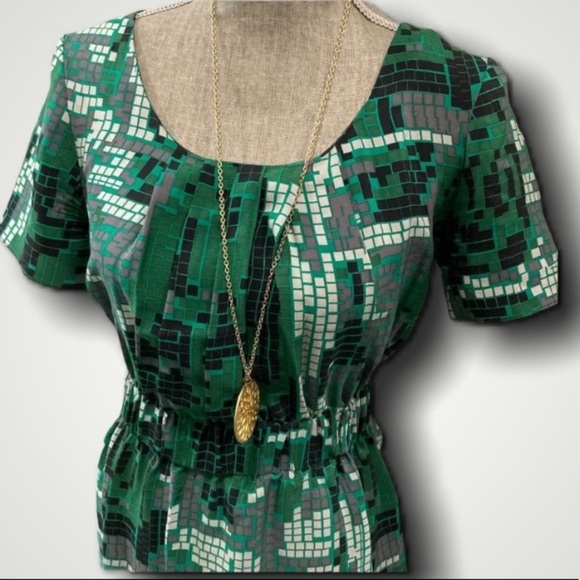 Green and Black, Short Sleeve, Midi Dress Small - Picture 2 of 5